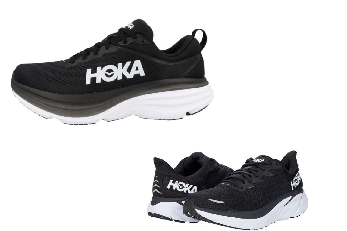 Hoka One One Clifton 8 Womens Shoes Size 8.5, Color: Black/White