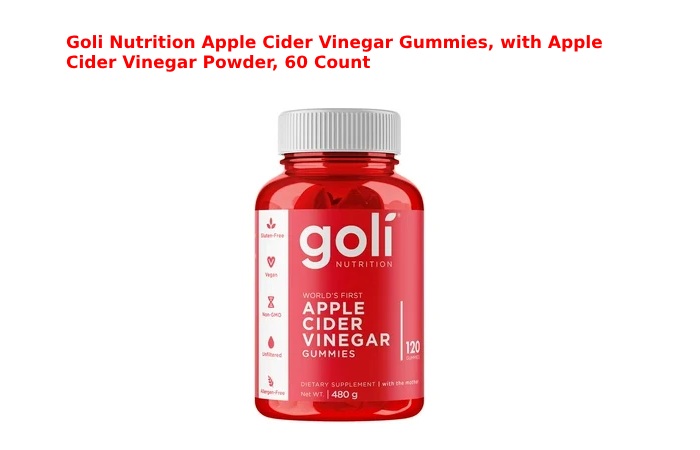 Goli Nutrition Apple Cider Vinegar Gummies, with Apple Cider Vinegar Powder, 60 Count