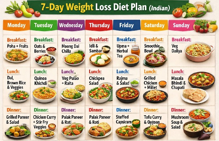 7-Day Diet Plan for Weight Loss in India: Healthy Indian Meal Chart