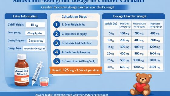 Amoxicillin 400mg/5mL Dosage Calculator