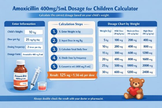 Amoxicillin 400mg/5mL Dosage Calculator