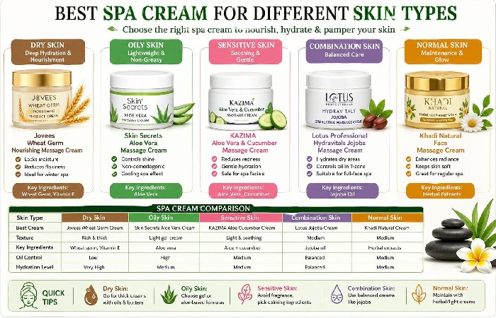 Best Spa Creams for Different Skin Types in India