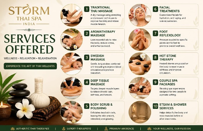 Services Offered by Storm Thai Spa