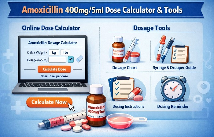 Tools and Online Calculators for Amoxicillin 400mg/5ml
